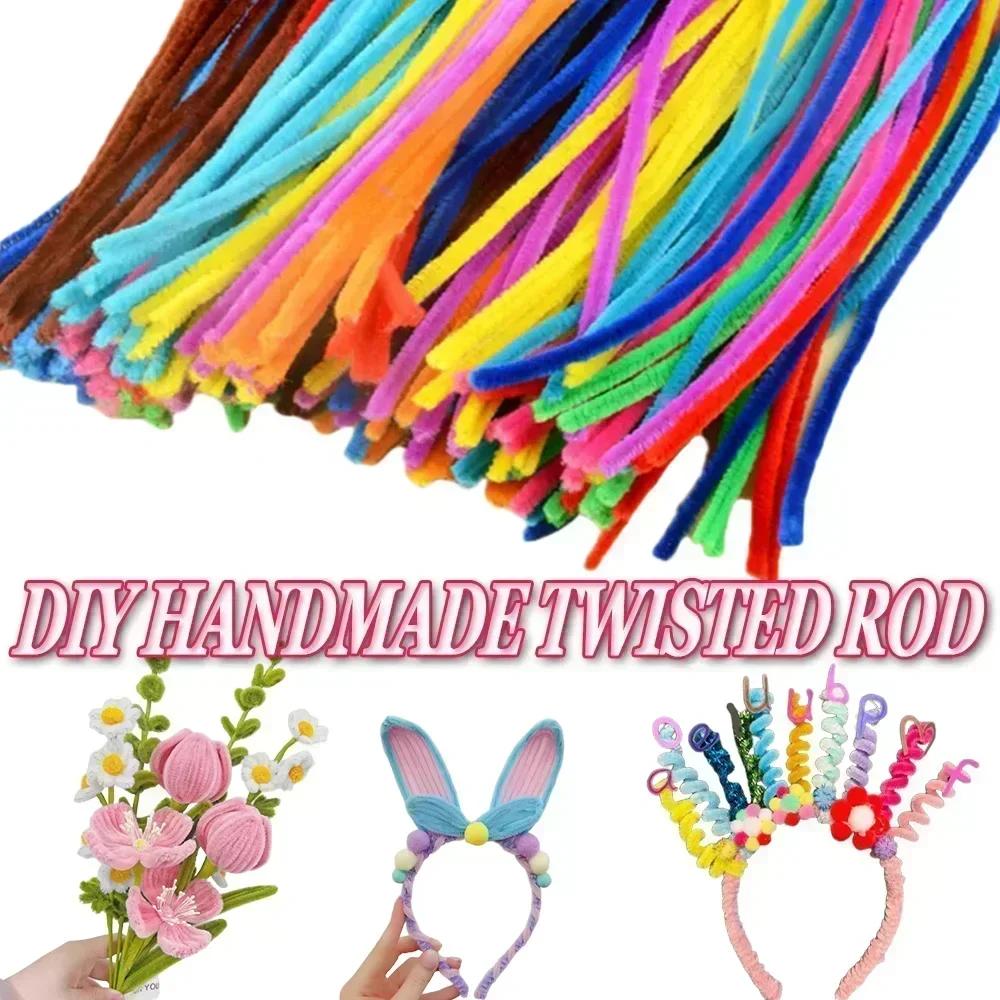 100Pcs Glitter Chenille Stems Pipe Cleaners Plush Tinsel Stems Wired Sticks DIY Kids Educational Craft Supplies and Toys Craft