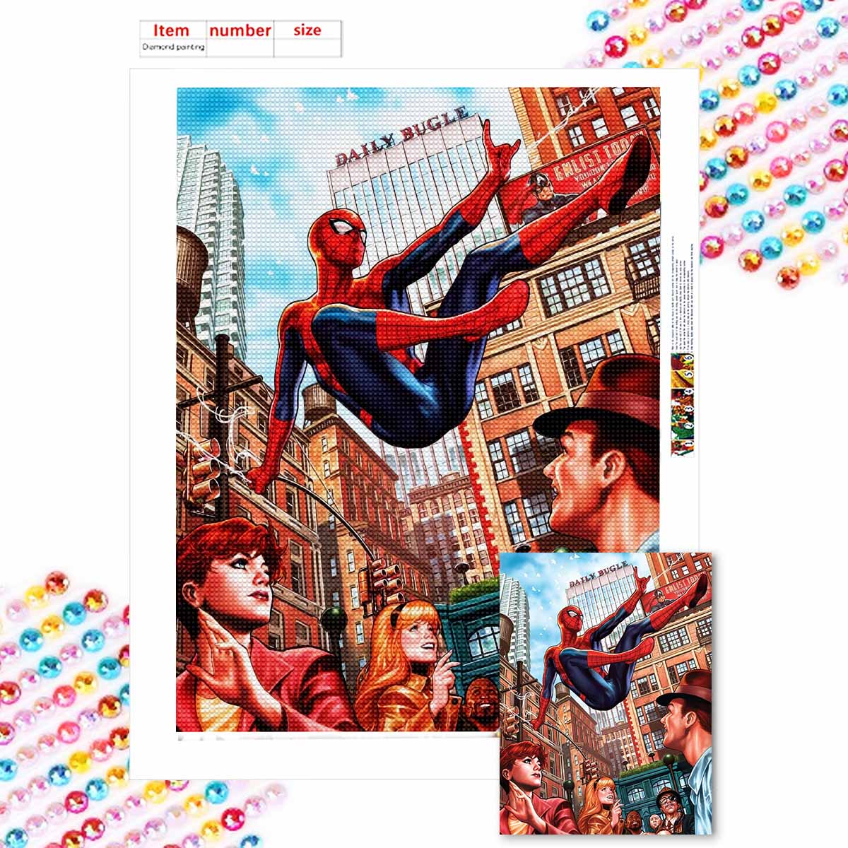 

Full Round Diamond Painting Spider-man Gliding In The Air Art Rhinestone Picture Mosaic DIY 5D Cross Stitch Embroidery Home Decoration Round 20x30cm