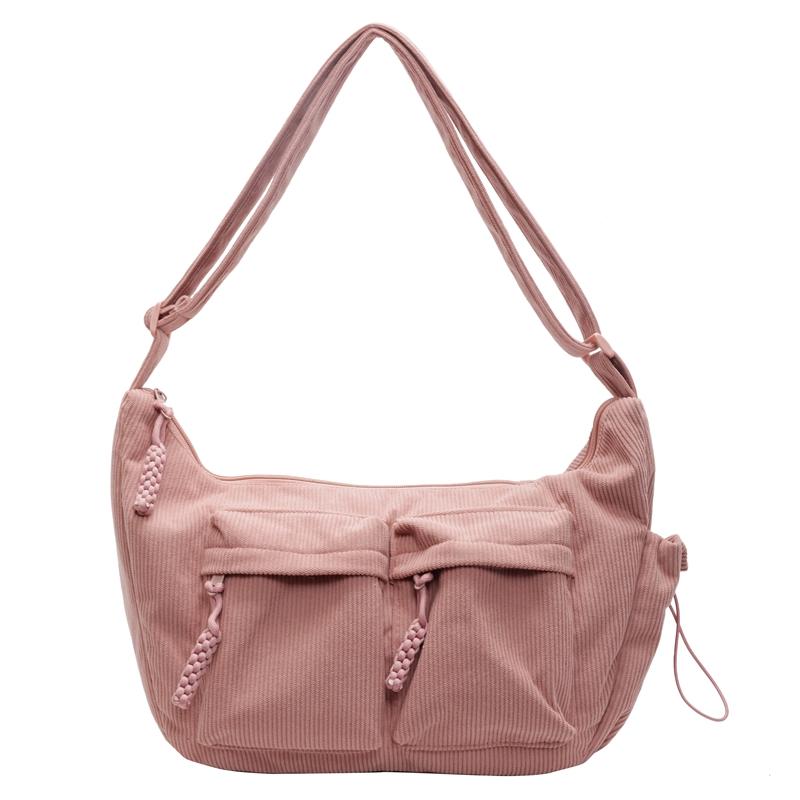 

Большая вместительная сумка-мессенджер из вельвета, женская сумка-тоут через плечо, сумка для пельменей розовый