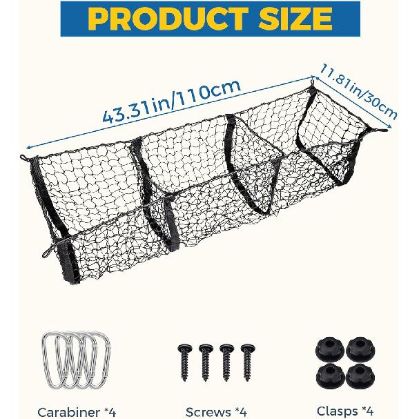 Cargo Net,Cargo Net For SUV,Truck Bed Organizer,Car Accessories Automotive Cargo Nets,3 Pocket Truck Bed Cargo Net,Truck Net Truck Storage,Mesh
