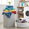 Foldable Cotton & Linen Laundry Basket with Large Capacity for Clothes and Toy Storage - Handheld Bathroom Hamper.