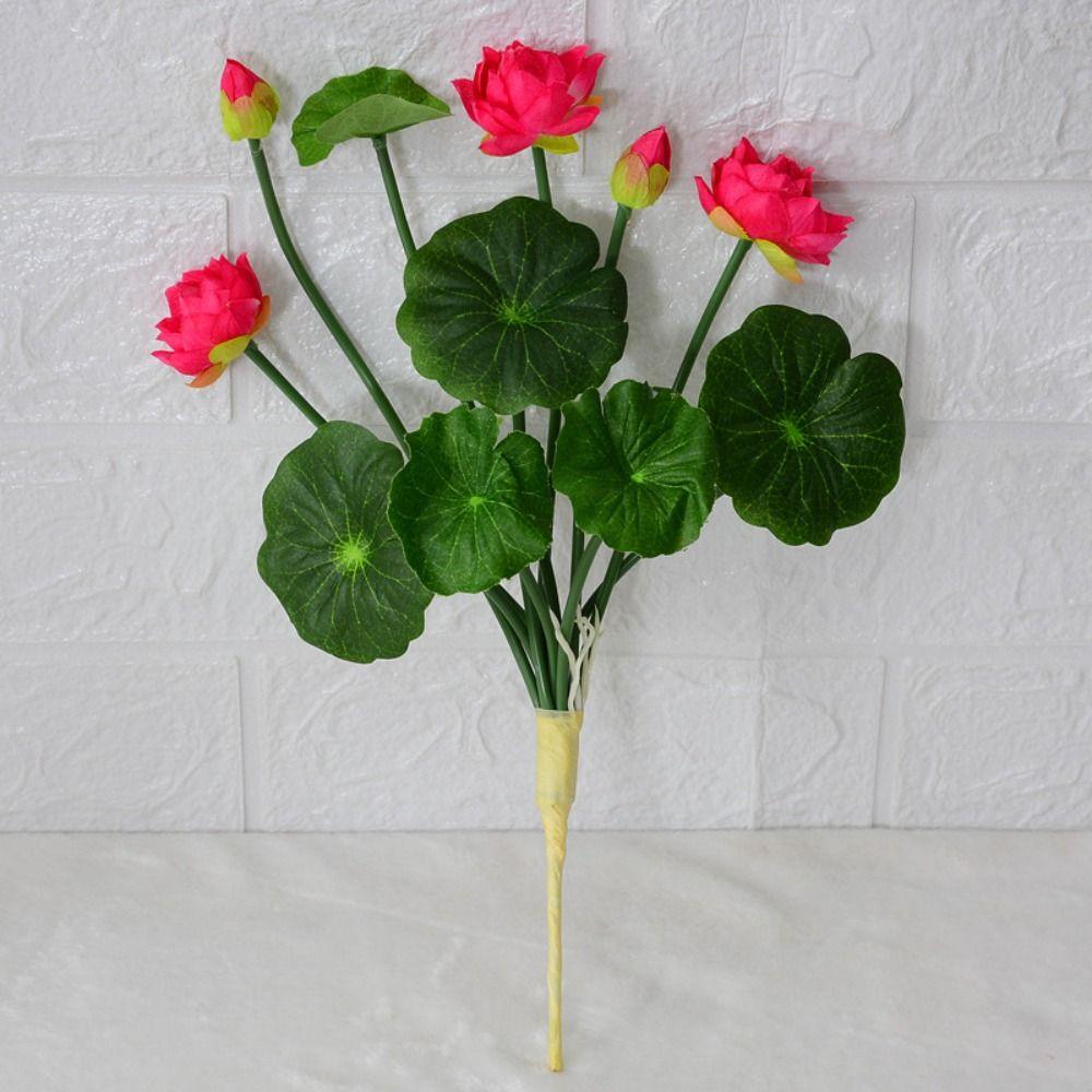 Beautiful Artificial Lotus Flower Plastic Simulation Lotus Mini Silk Lotus  Home Office