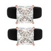 Princess Cut CZ Diamond Black Silicone Ring Set, 18K Rose Gold Plated Prong, Non-Toxic Wide Rubber Stackable Ring, Minimalist Ae