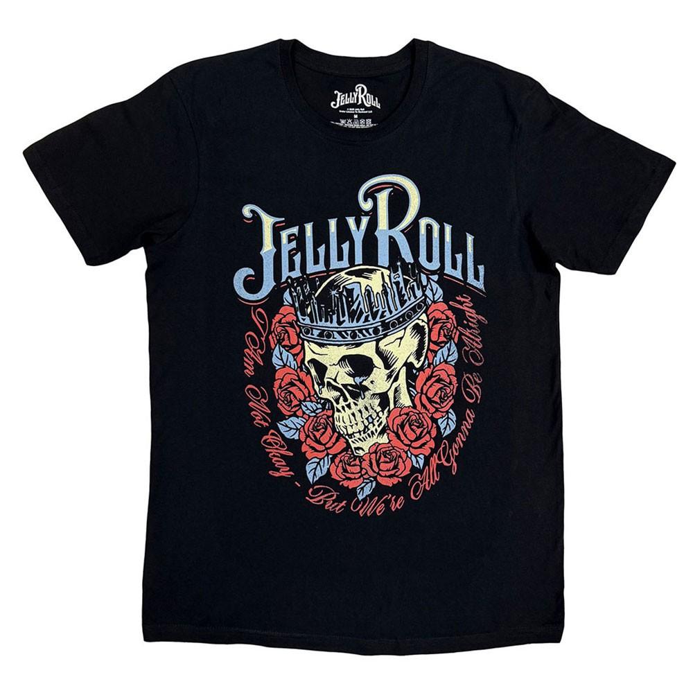 Rock Off Ly Licensed Products Jelly Roll Skull Rose T Shirt Size S Black S