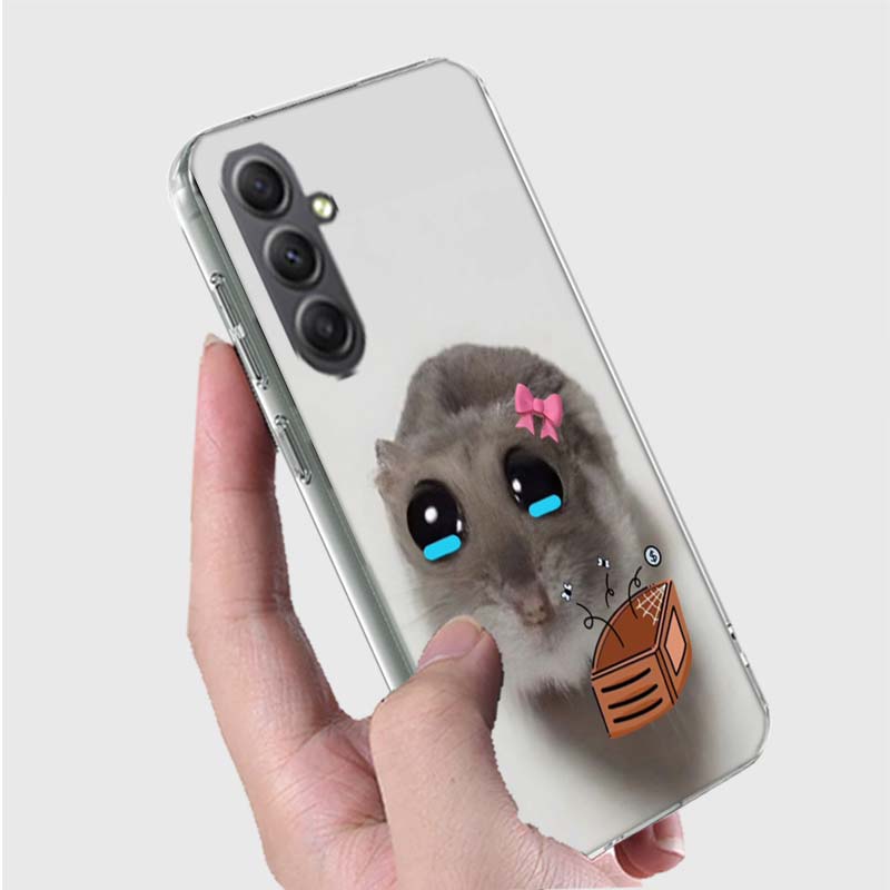 Funny Sad Hamster Meme Phone Case for Samsung A16 A26 A36 A56 A17 A37 A57 A07 A06 A02S A03 A04S A05S Galaxy Note 20 10 A50S A71
