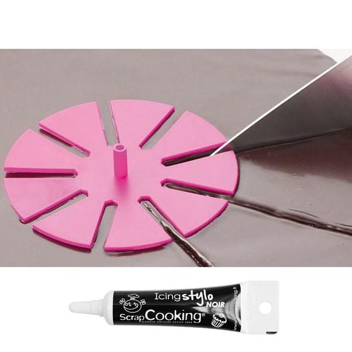 Marque-parts de gâteaux + Stylo de glaçage noir