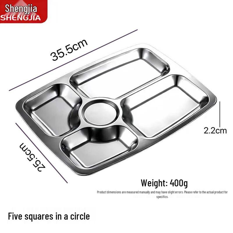 Shengjia 304 Stainless Steel Divided Canteen Plate