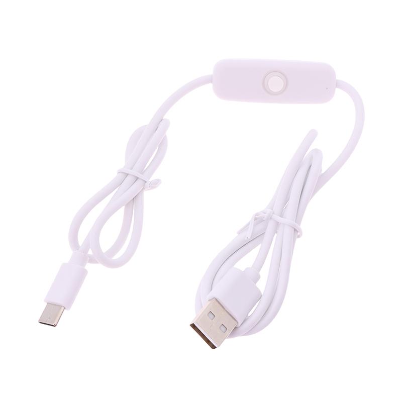 

Кабель-переходник USB на Type-C с переключателем, удлинительный провод питания, 5 В 2 А, белый, черный, кабель USB на Type-C с кнопочным переключателем для лампы, вентилятора белый