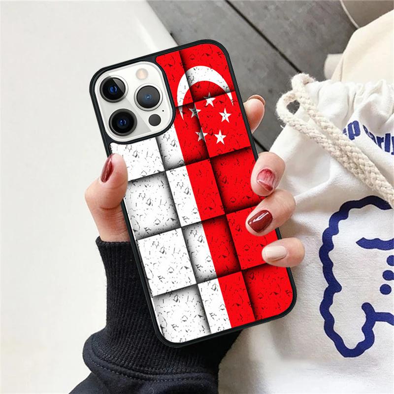 Singapore Flag Phone Case For iPhone 17 Air 15 16 Cover  11 13 14 Pro Max 12 Plus Max Fundas
