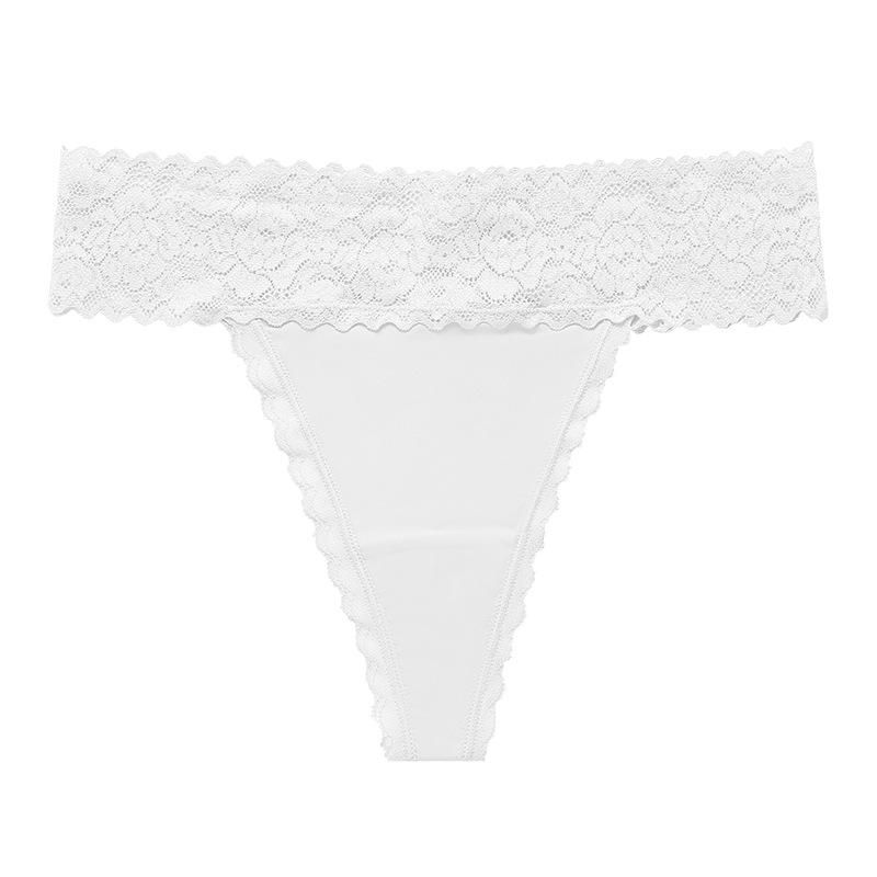 European and American Lace Splicing T-shaped Underwear Women's Large Size Sexy Seamless Low Waist Pure Cotton Crotch Sports Fitness Underwear