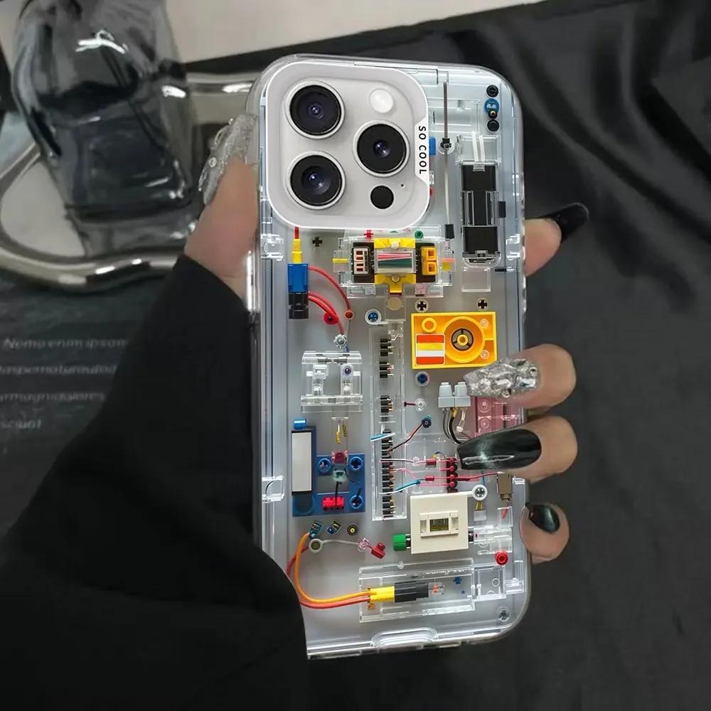 Advanced Circuit Board Phone Case for IPhone 11 12 13 14 15 16 Pro Max X XS MAX XR SE2 7 8 Plus Colored Silver Hard Cover Fundas