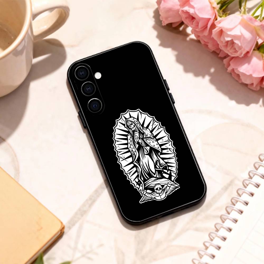 S-Santa M-Muerte P-print   Phone Case For Samsung Galaxy A73,A72,A71,A70,A53,A52,A51,Others Soft Black Shell