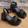 Sandale cu Toc Gros pentru Femei - Nouă Modă de Vară Casual Confortabile Trendy Versatile Lux Ușor de Nișă Elegante Sandale cu Toc Înalt