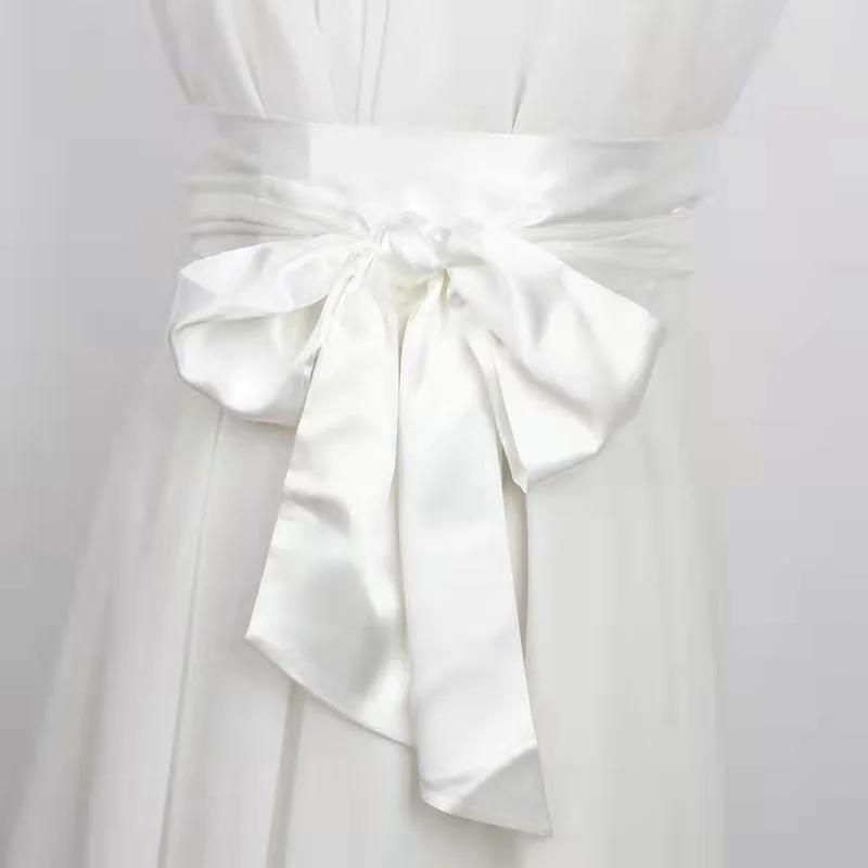 Ladies' Belts Are Decorated with Burgundy Black Silk Wide Waist Seal and Long Ice Silk Lace Soft Accessories Belt