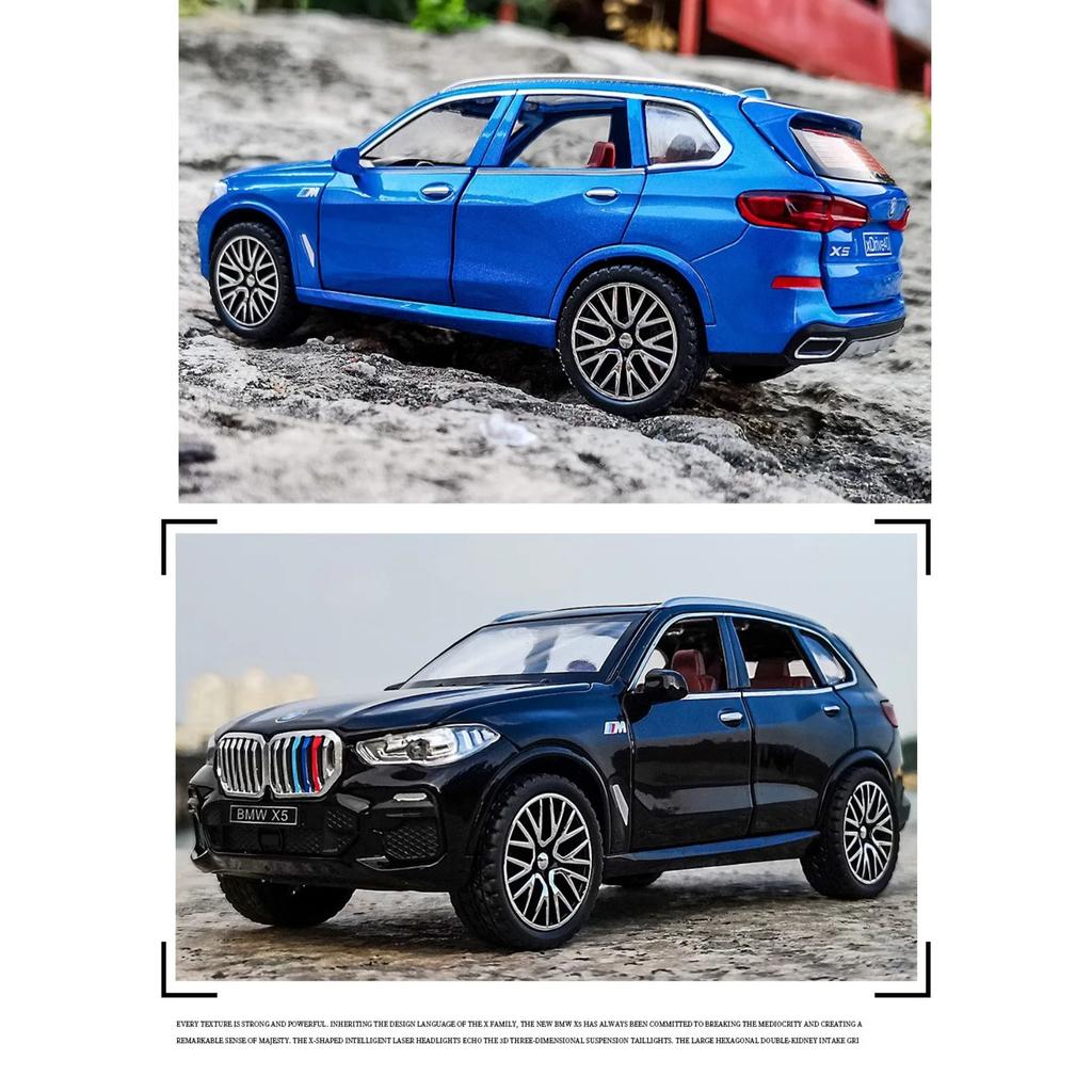 1/32 BMW X5 SUV Alloy Off Road Diecast Model Simulation Sound Light Toy Trendy Decorative Ornament Birthday Present for Friends