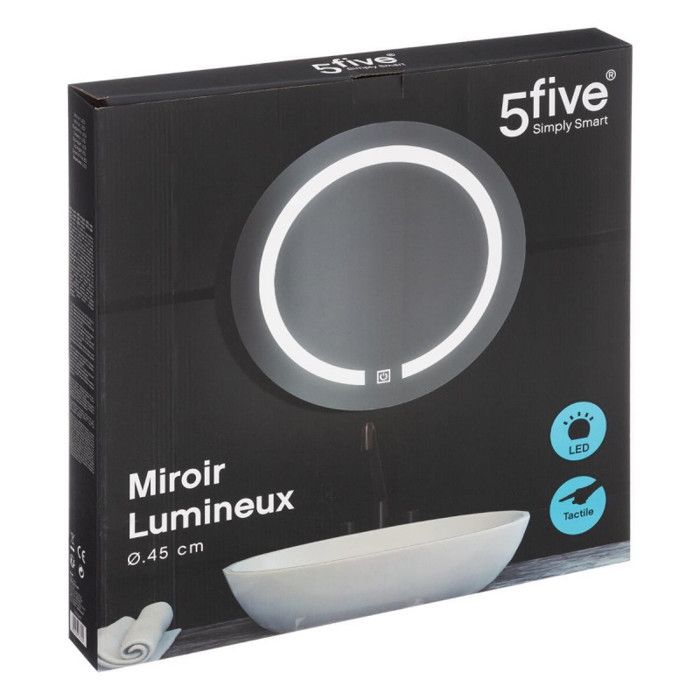 Miroir mural tactile "Led" rond diamètre 45 cm Atmosphera