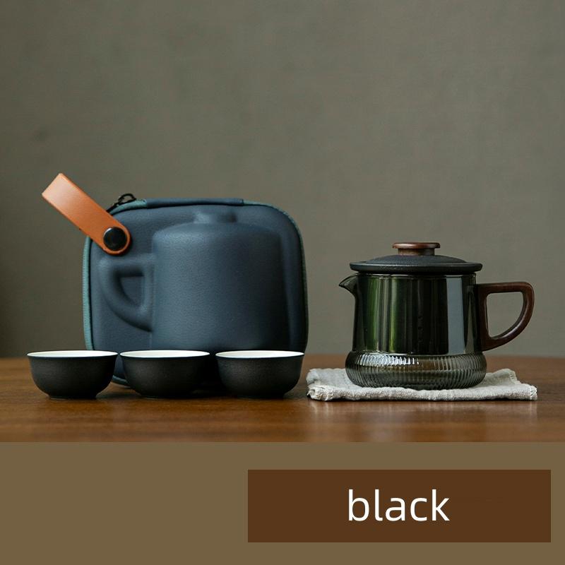 

Портативний 1 Чашка 3 Чашки порцеляновий Китайський Кунг Фу Дорожній Чайний Набір Чайний Посуд Чайник Для Чаю Чайник Набір Чайних Чашок Чайник чорний