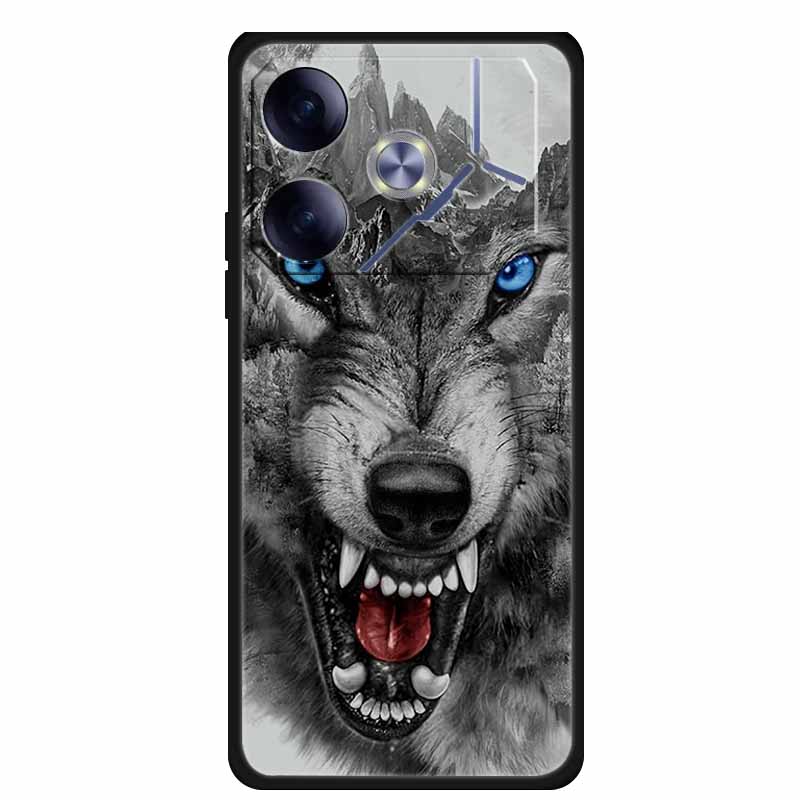 For Tecno Pova 6 Phone Case 6.78" Animal Black Silicone Soft Back Cover Cases For Tecno Pova 6 Case Pova6 Coque Funda Shockproof