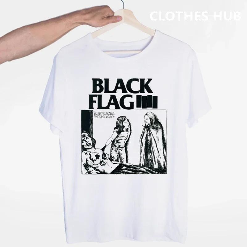 Black Flag T-shirt Summer O-Neck Short Sleeve Punk Rock Band Henry Rollins Large Bars Tshirt