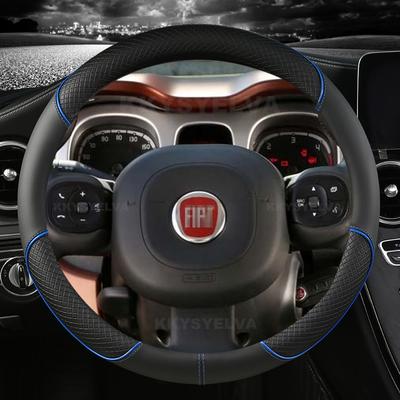 Microfiber Leather Car Steering Wheel Cover For Fiat Panda 2013 2015 2017 2022 Auto Accessories