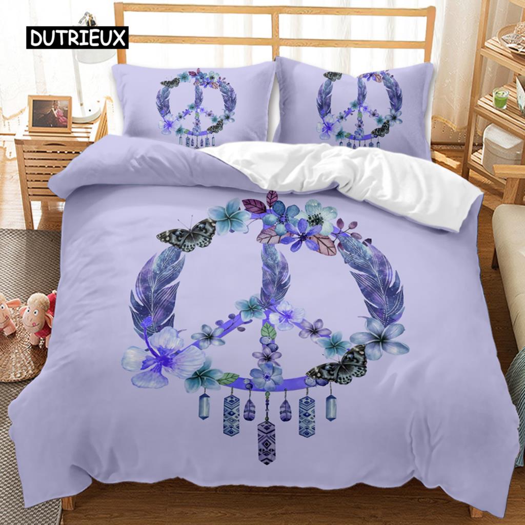 Dream Catcher Duvet Cover Feather Purple Dream Catcher Bedding Set Magic Symbol Exotic Polyester Quilt Cover Double Queen King