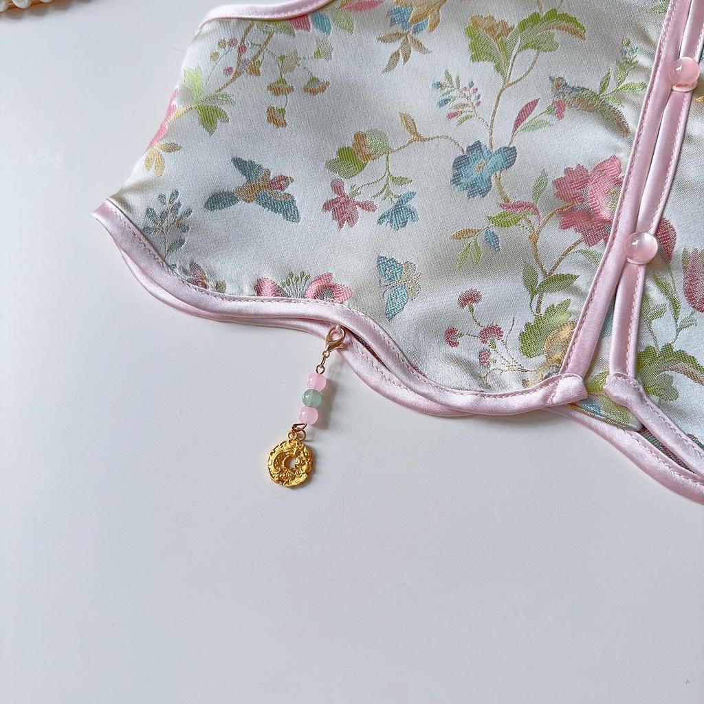 Girls' Ancient Hanfu Spring/Autumn Three-Piece Set: Chinese Style Baby Shirt, Vest, and Long Pants