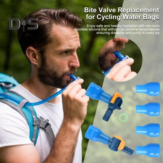 Bite Valve Replacement Hydration Pack Mouthpiece with 2 Hose Connector Shut/On Off Valve And O-Ring Replacement Parts Accessories