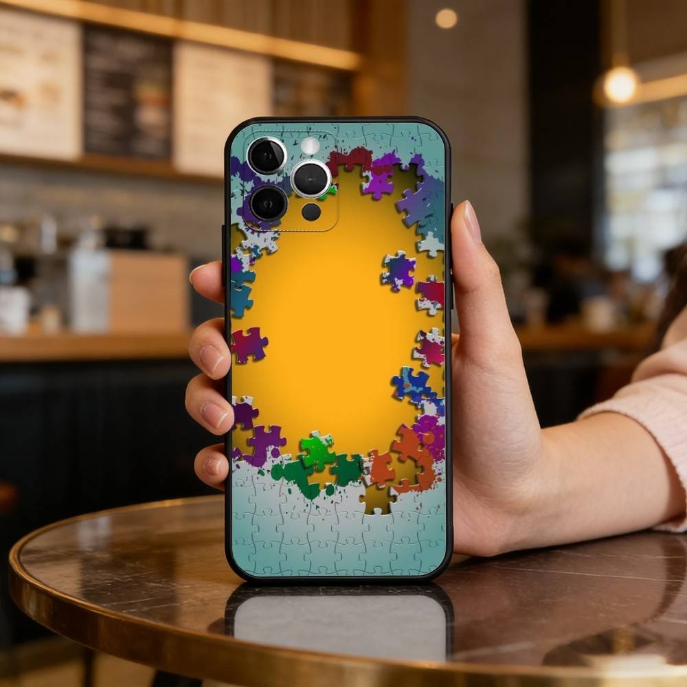 

Autism Support Puzzle Pattern Soft Silicone Black Cover,Phone Case For iPhone 17,16,15,14,13,12,11 Plus,Pro Max,XS iPhone12
