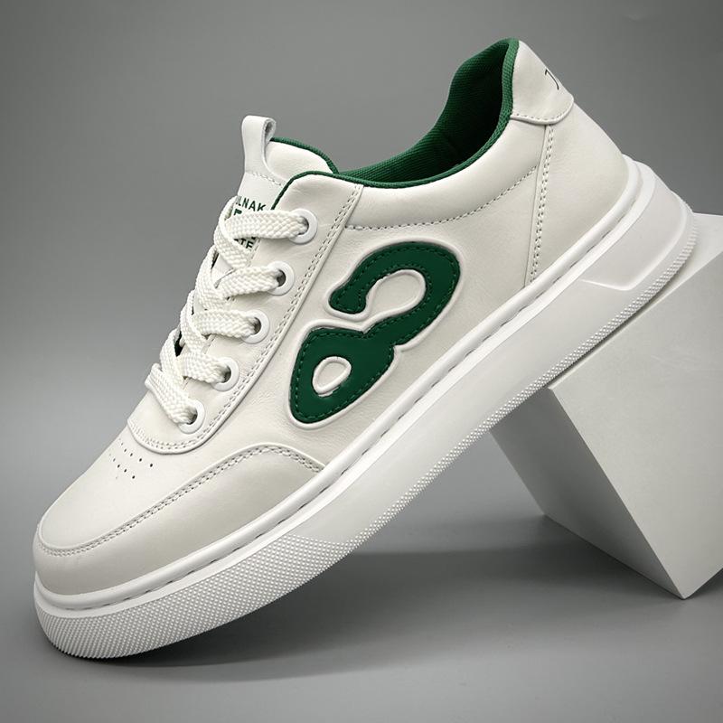 Men s 2025 Genuine Leather Low-Top Sneakers: Lightweight, Breathable, Versatile Sports Casual Shoes Size 38