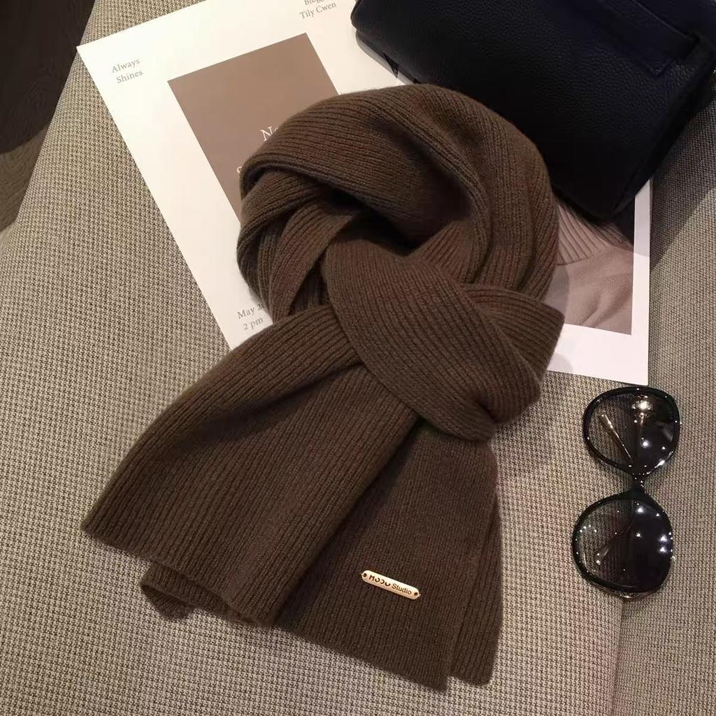 High Quality Classic Wool Blend Solid Scarf Men Women Winter Autumn Knitted Thick Warm Muffler Male Female Korean Version Scarf