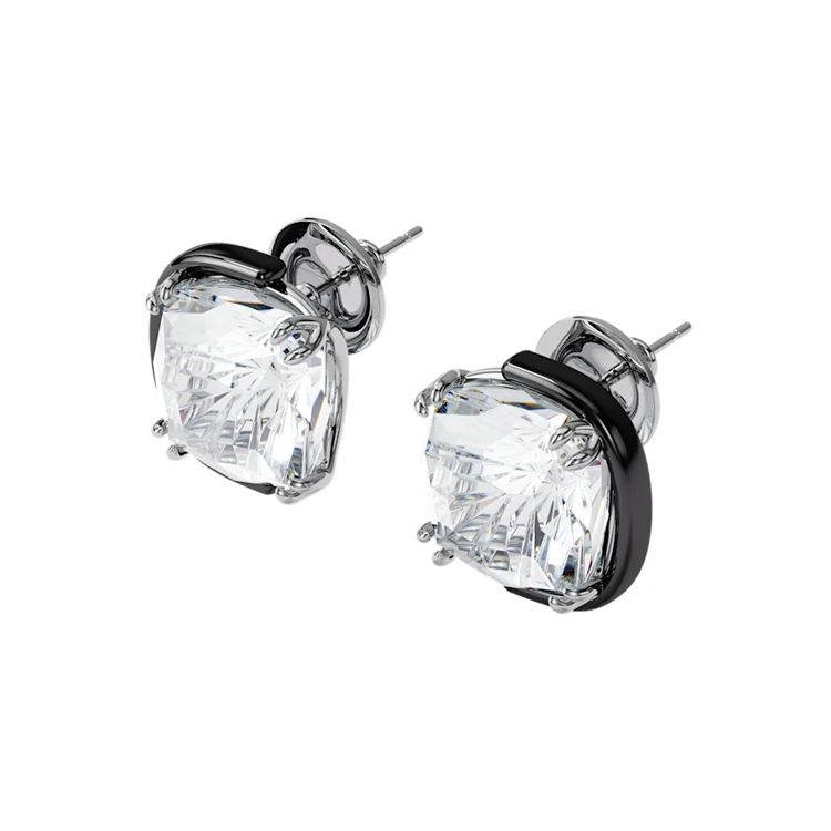 Swarovski Harmonia Pillow Cut Pierced Crystal Earrings Women earrings Silver 5600943 Box+Shopping Bag (Random Color)