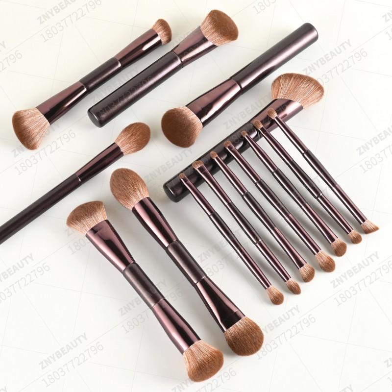 14pcs Dual-End Makeup Brushes Set Foundation Blush Eyeshadow Powder Professional Cosmetic Kit