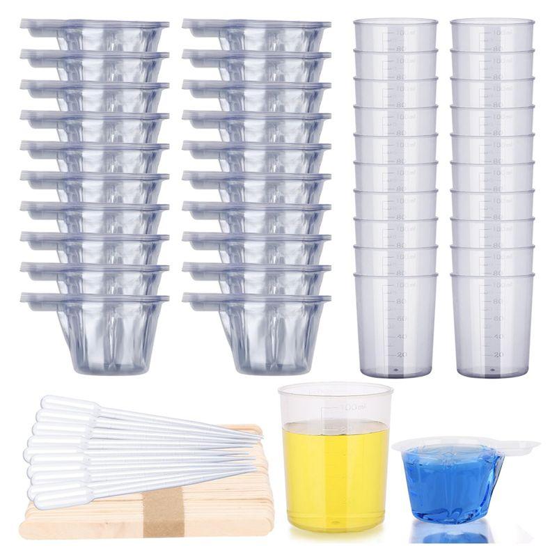 

ABMH-Epoxy Resin Tool Kit, 20Pack Plastic Graduated Cups, 200 Pack 40Ml Disposable Measuring Cups,10 Pack 15Ml Droppers