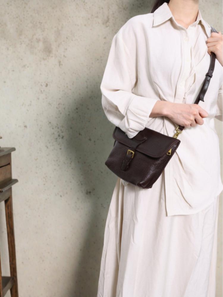 Johnature Retro Texture Women's Bag Genuine Leather Versatile Commuter Shoulder Crossbody Bag