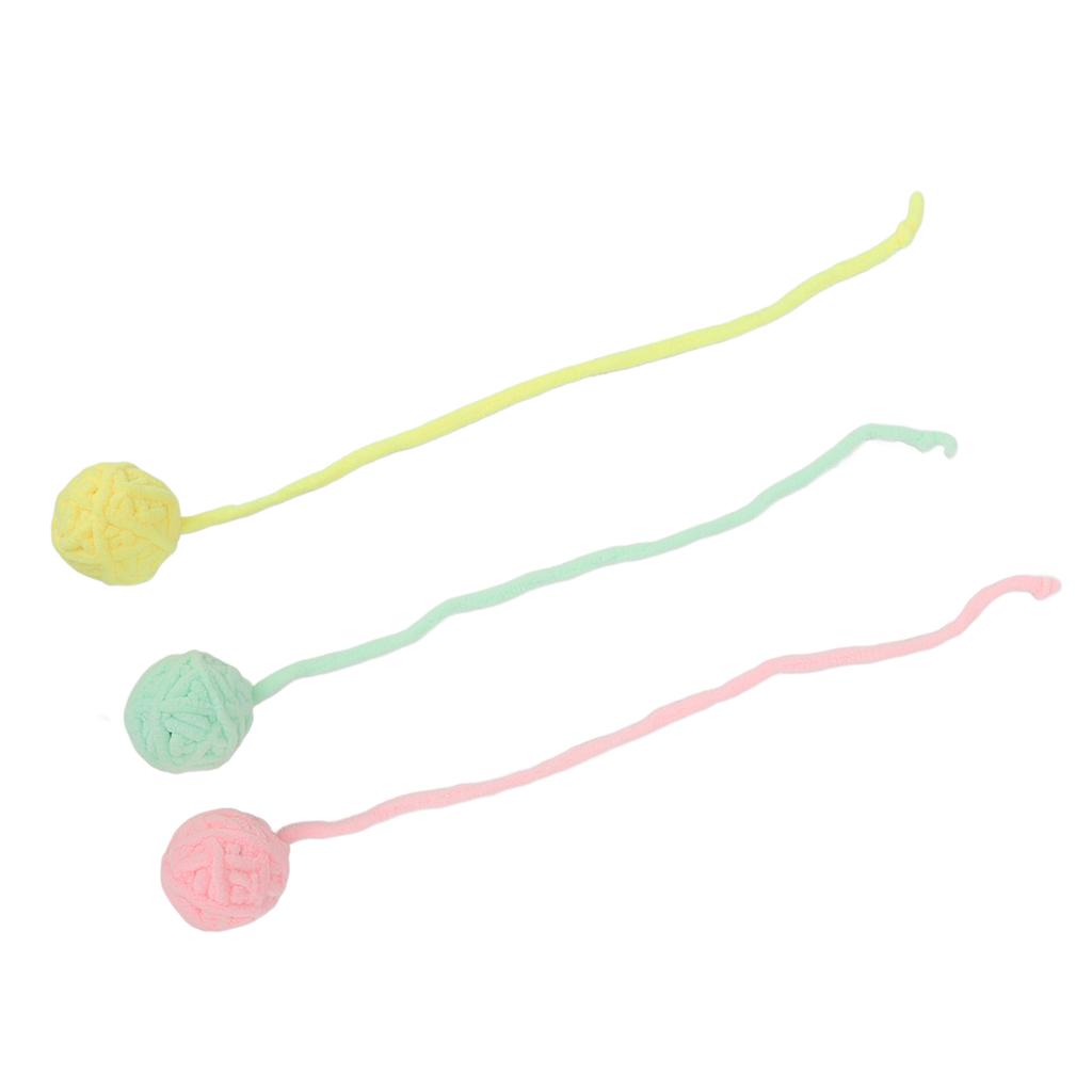 3Pcs Cat Plush Ball Interactive Cat Fuzzy Chew Balls with Bells for Indoor Cats Kitten Pure Color