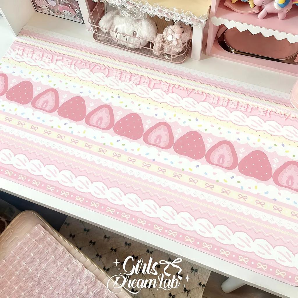 Leather Desk Pad Protector Pink Strawberry Cake Girl Kawaii Mouse Pad Office Desk Mat Waterproof NonSlip Pu Desk Blotter Pad