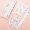 DELI Metal Ruler 20cm Set Stationery for Students Straightedge Triangle Ruler with Wave Line Protractor, Compass Triangle Plate