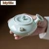 90ml Ivory White Porcelain Side Handle Teapot Antique Tea Infuser Pot Tea Maker Kettle with Strainer Green Tea Tea Items Craft