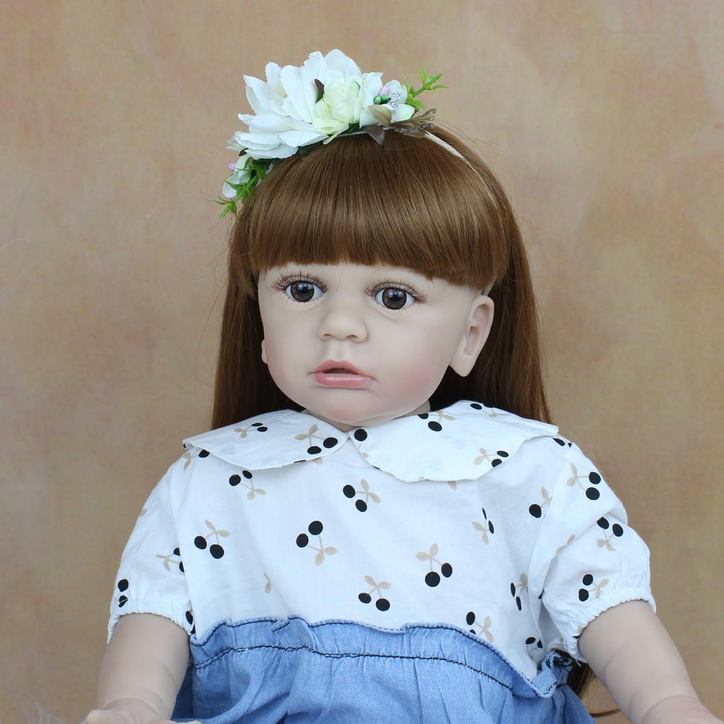 BZDOLL 60 CM myk silikon gjenfødt småbarn babydukke leketøy for jente Naturtro 24 tommer Vinyl langt hår Prinsesse Tayra Dress Up Alive Bebe
