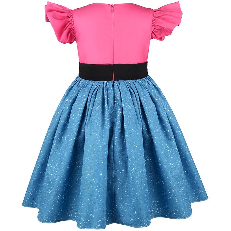 Meisjes Kattenoor Prinsessen Kostuum Set Kitten Print Glanzende Blauwe Jurk met Kinder Verjaardagsfeest Halloween Cosplay Jurk
