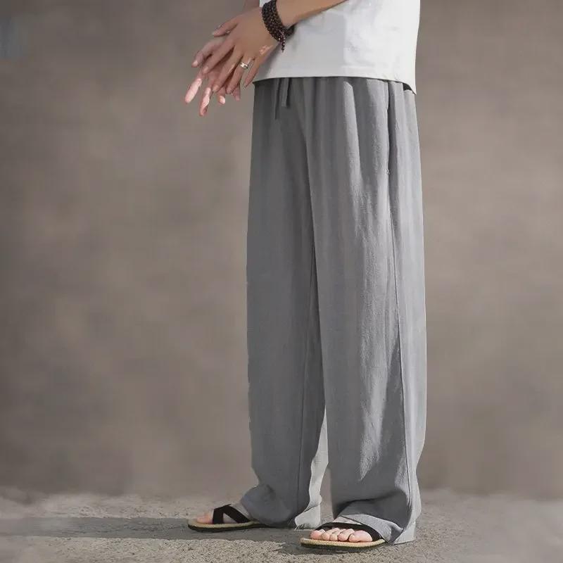 Men's High-End Linen Cotton Casual Pants - Summer Thin Cool Straight Fit