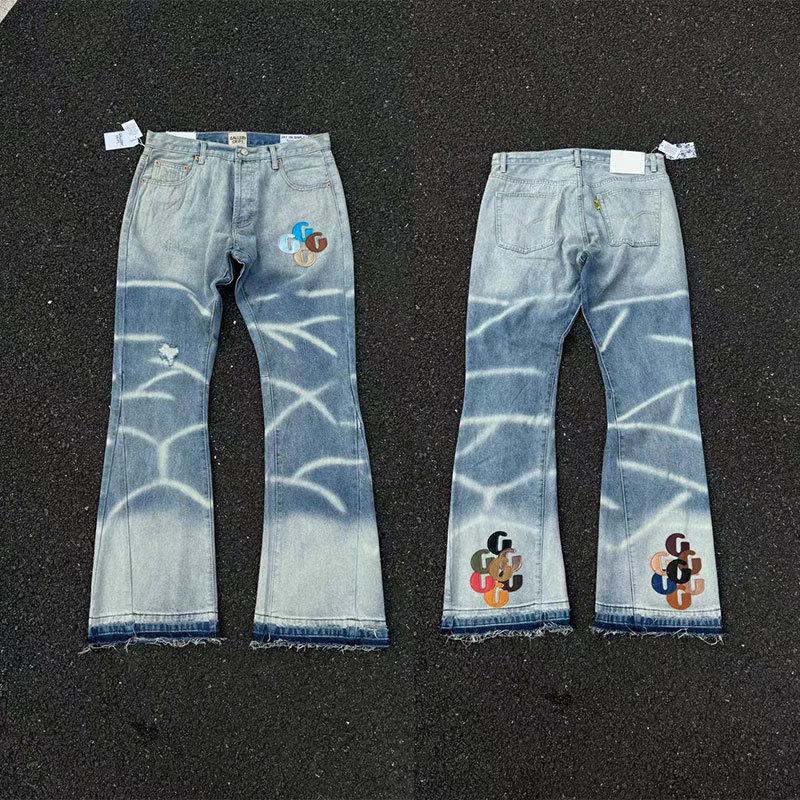 GALLERY DEPT Jeans Acampanados Retro Unisex Patchwork Desgastados con Lavado Salpicado