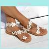 Charming Women Summer Bohemia Flower Beach Sandals Flat Shoes Slippers Flip Flops