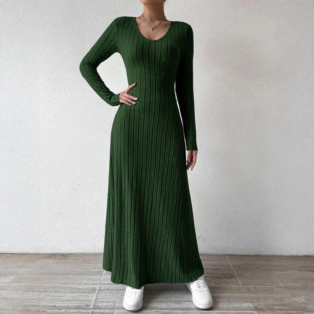 26-3-14-Women's Long Sleeve Dress Fall Casual T Shirt Loose Fit Pleated Front Dresses With Pockets2101