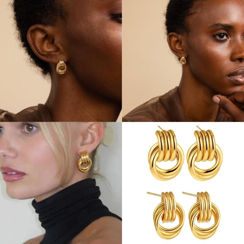 Boucles d'oreilles Clous Élégantes Bijoux de Fête Texture Acier Inoxydable Parfaites pour Rehausser l'Élégance pour le Bureau ou une Soirée