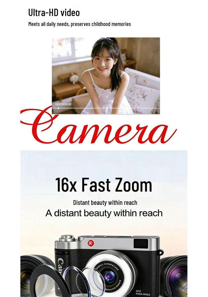 4K High-Resolution Flip Screen Mirrorless Digital Camera for Vlogging and Parties
