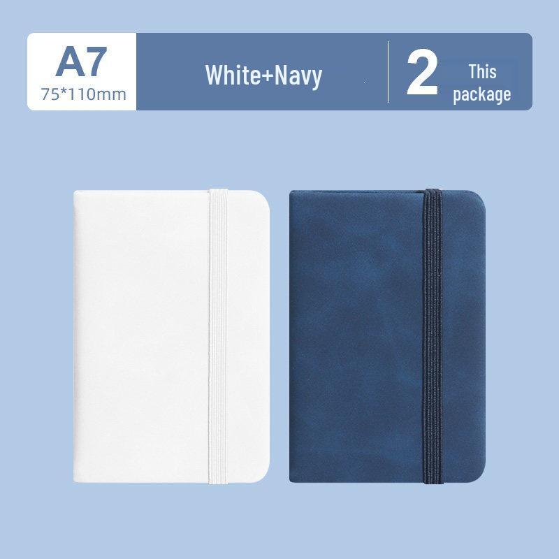 A7 Mini Pocket Notebook with Thick Leather Cover - Retro and Simple Design