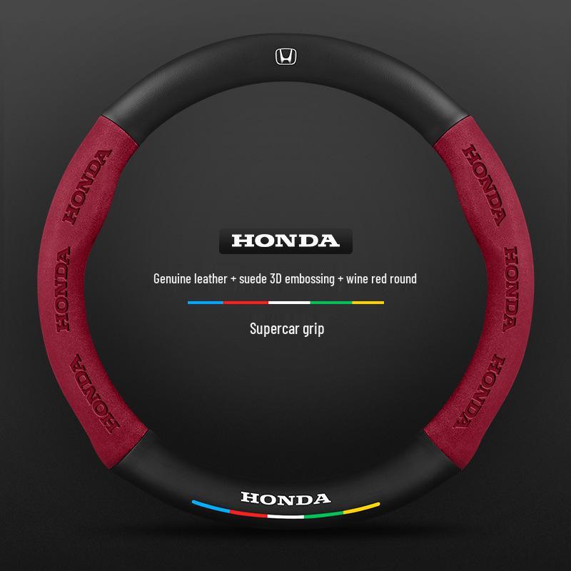 Echtes Leder Carbonfaser Wildleder Lenkradbezug für Honda CRV 07-23, Ganzjahres-Universalpassform