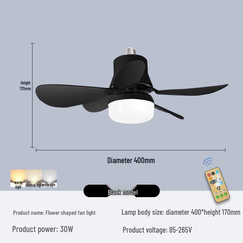 

Smart Oval Ceiling Fan Light with E27 Base, 30W, Detachable Blades for Bedroom/Living Room Small Remote