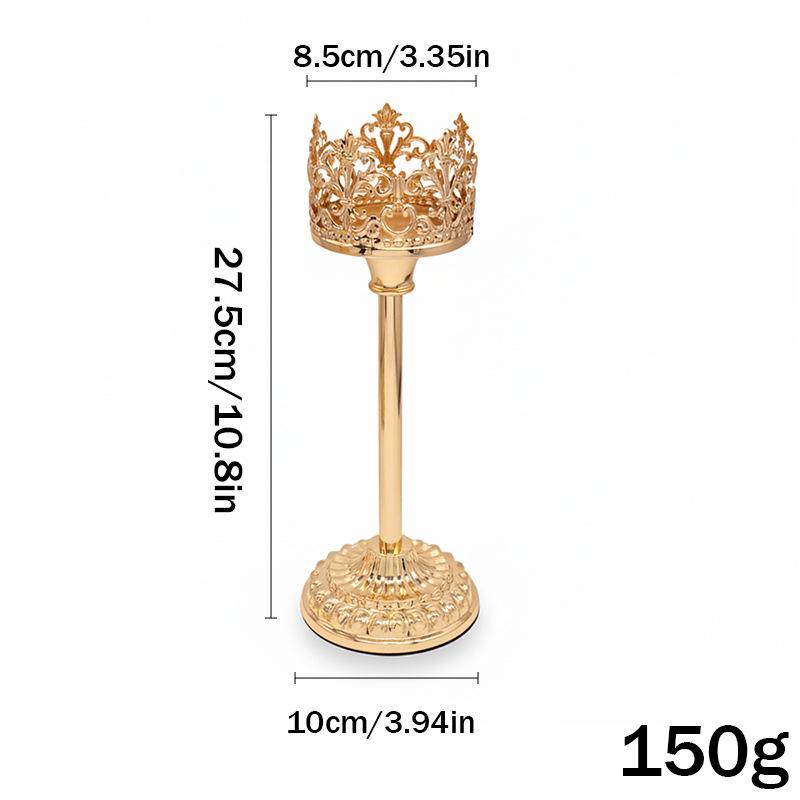 3 Piece Gold Hollow Crown Candle Holder European Style Iron Electroplated Finish For Living Room Dining Wedding Party Decor